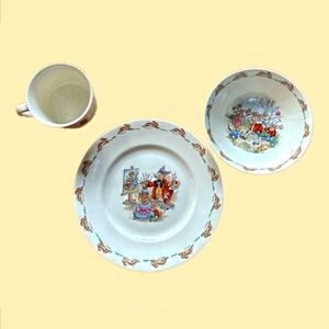 Royal Dalton Bunnykins 3 Piece Set Child’s Plate, Bowl, Cup Vintage Engl…